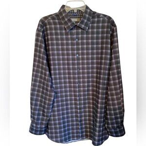 NWOT Kenneth  Cole Reaction Grey Scale Long Sleeve Dress Shirt Mens 17 1/2 34-35